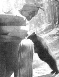 Yogananda with a Bear Cub in Yellowstone Natural Park